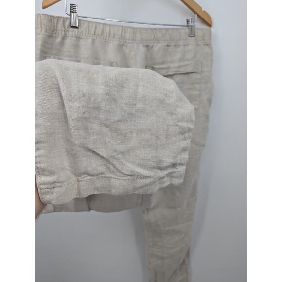 Women's 100% Linen Women's Tan Pants Size Large Drawstring by Ocean and Coast - Picture 4 of 4